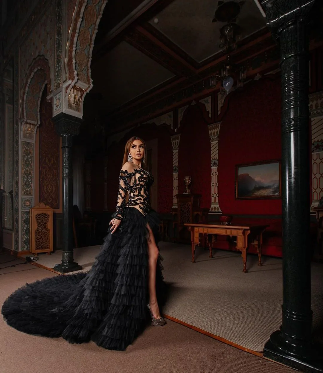 Black couture gown