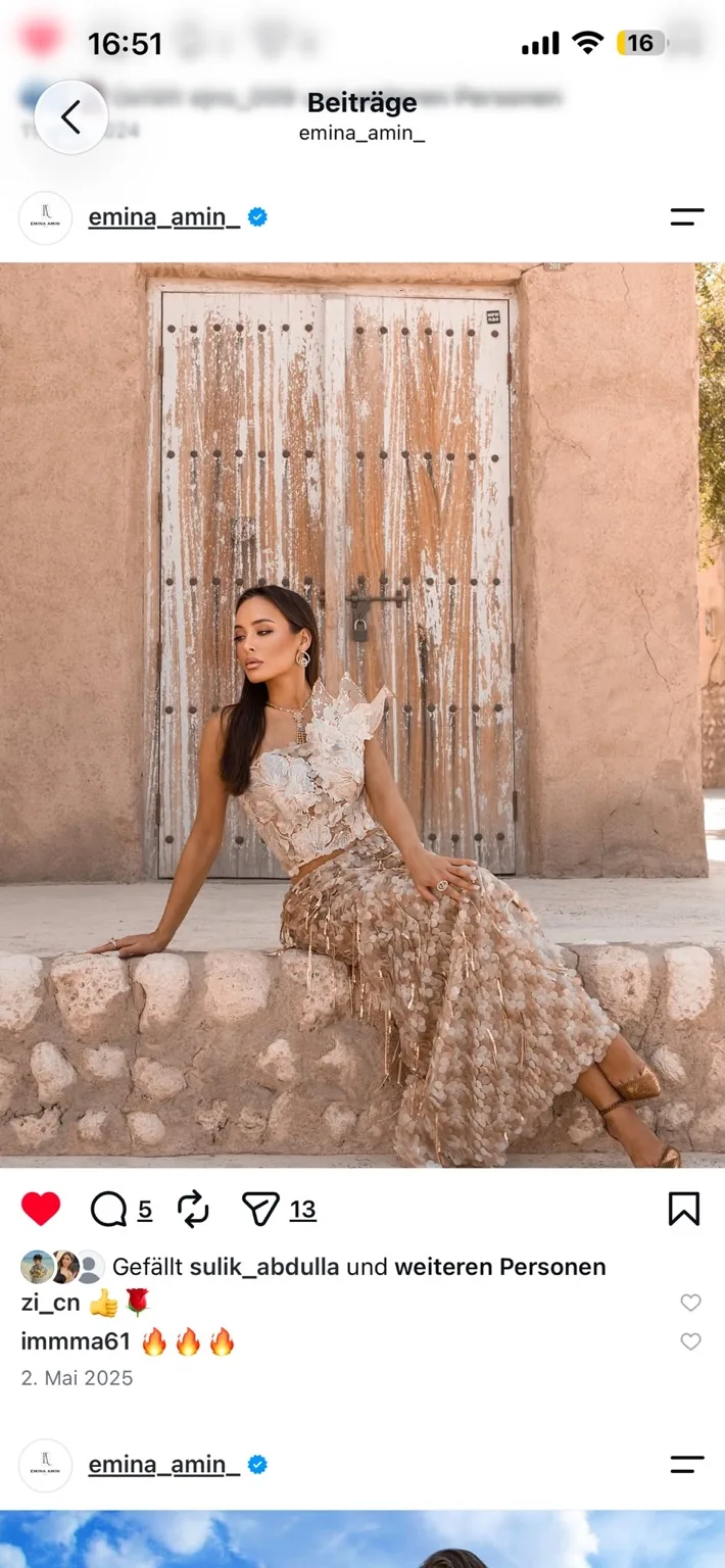 Floral-appliqué evening ensemble
