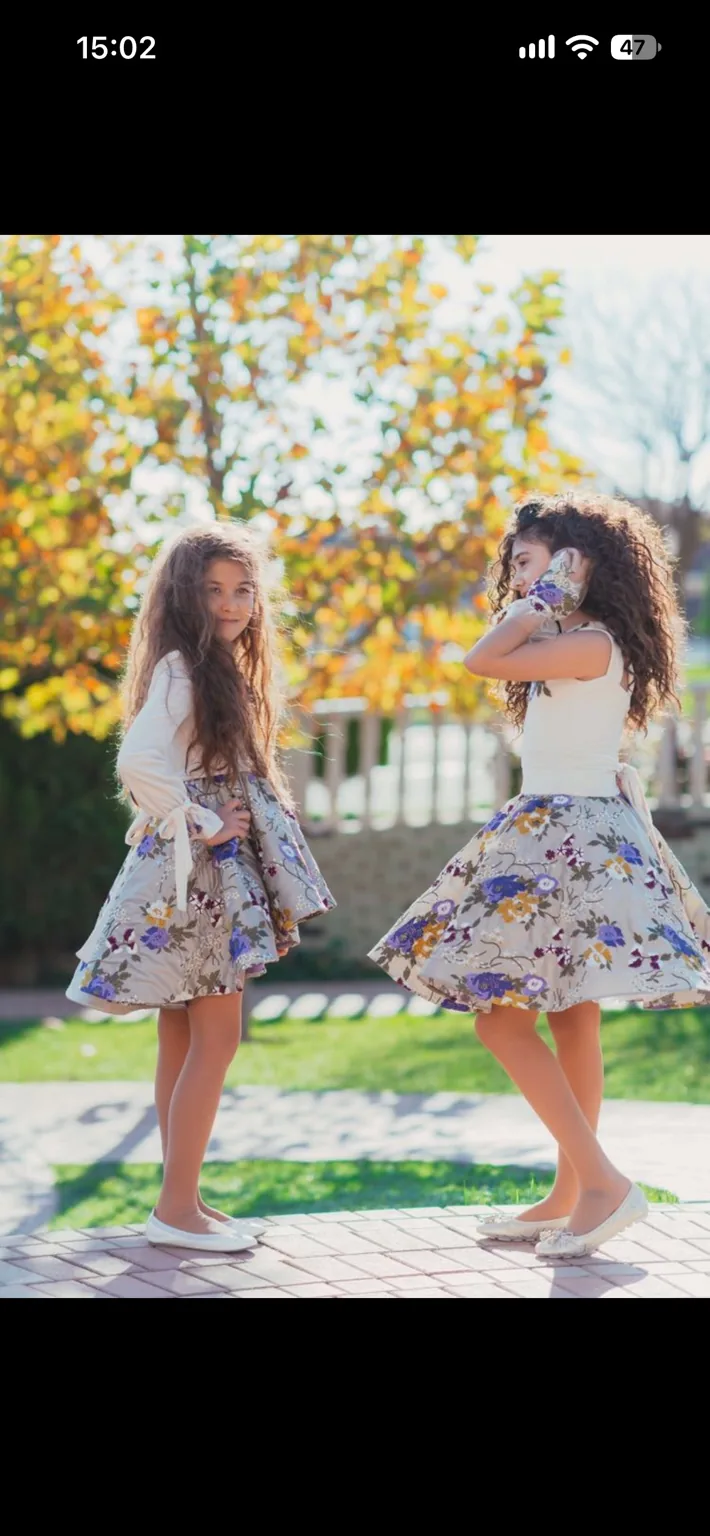 Floral skirts and ivory tops